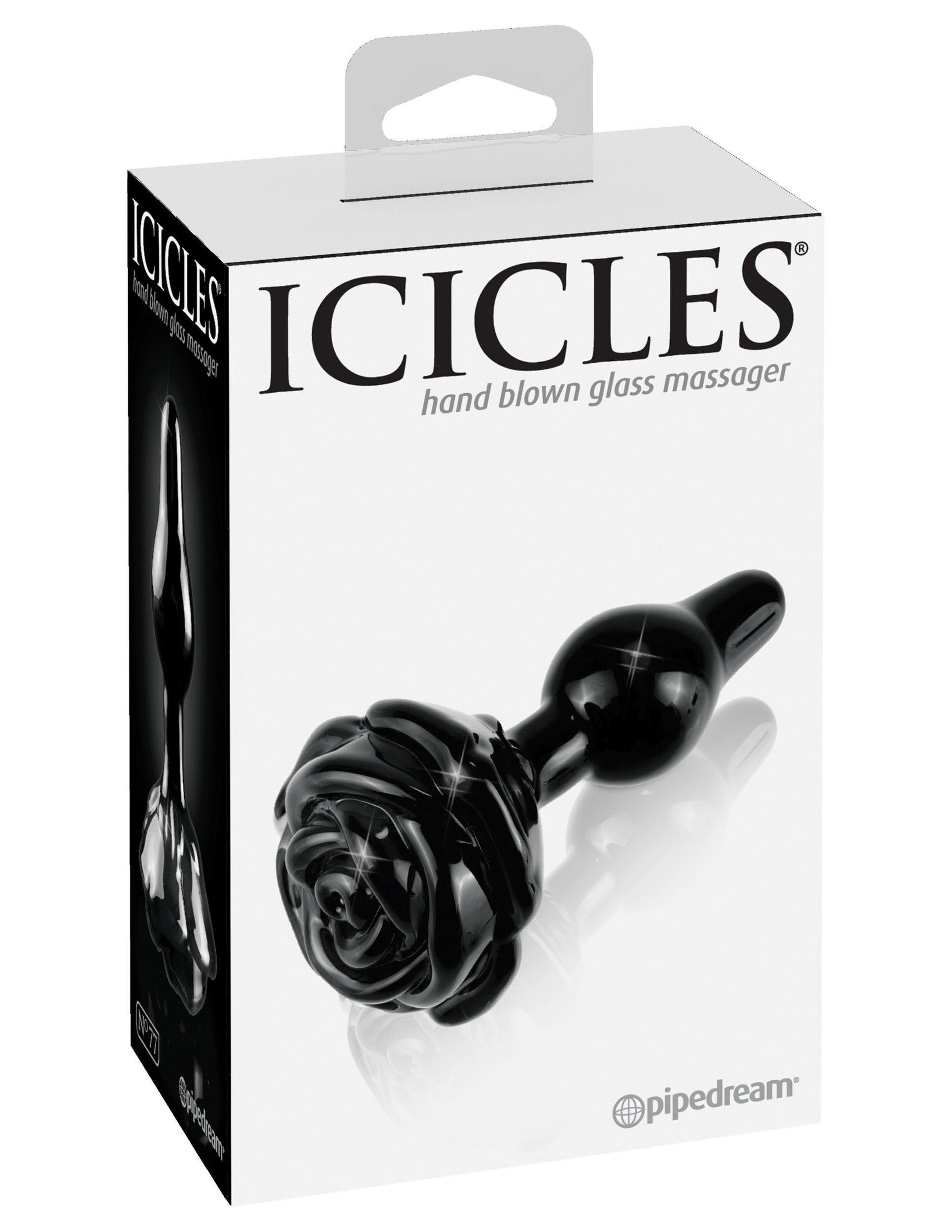 Pipedream - Icicles No 77 Hand Blown Massager (Black) Glass Anal Plug (Non Vibration) Singapore
