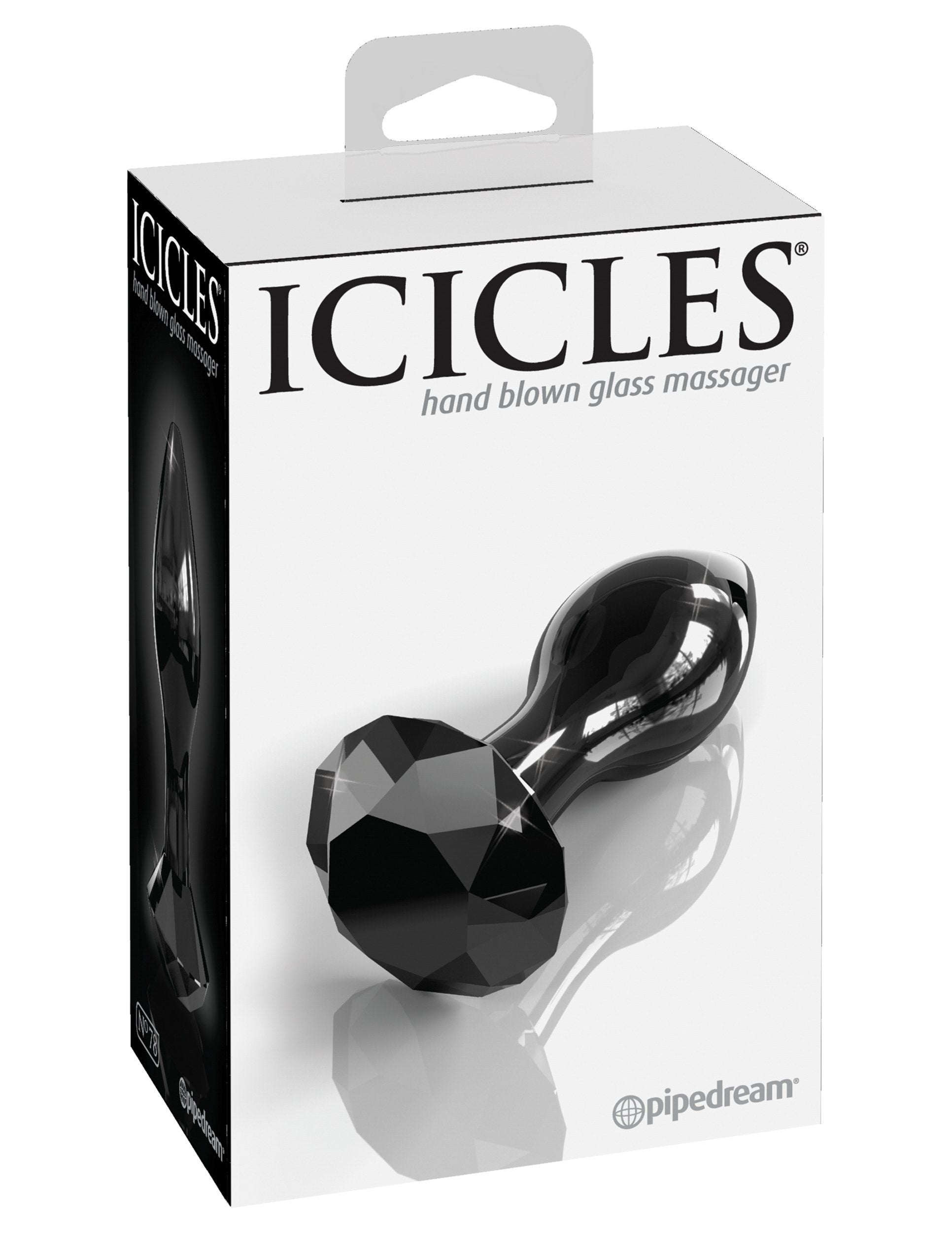 Pipedream - Icicles No 78 Hand Blown Massager (Black) Glass Anal Plug (Non Vibration) Singapore