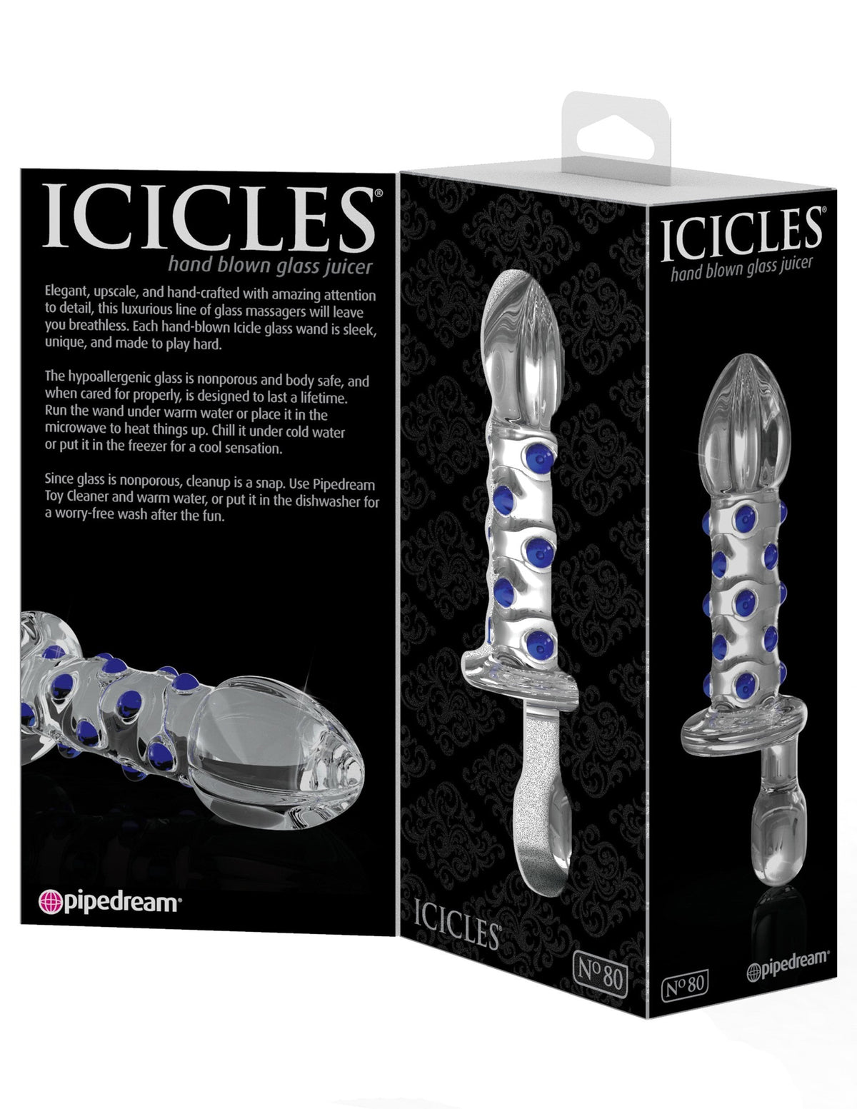 Pipedream - Icicles No 80 Hand Blown Juicer (Clear) Glass Dildo (Non Vibration) Singapore