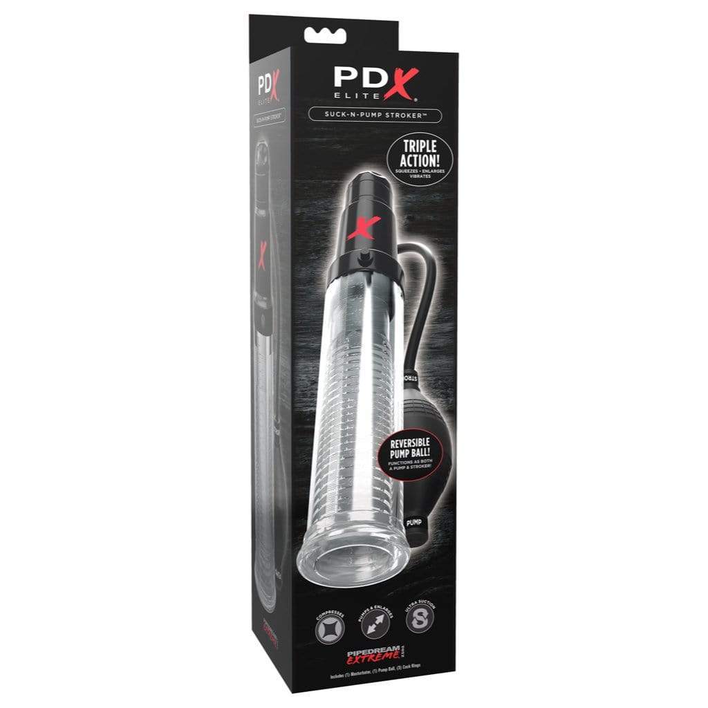 Pipedream - PDX ELITE Suck-N-Pump Stroker (Black) Masturbator (Hands Free) Rechargeable 603912751505 CherryAffairs