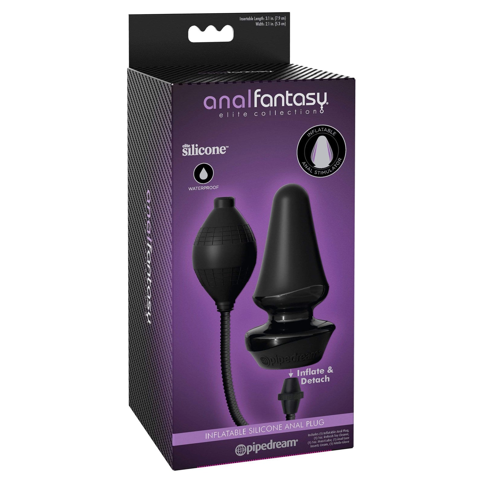 Pipedream - Anal Fantasy Elite Inflatable Silicone Butt Plug (Black) Expandable Anal Plug (Non Vibration) 319750452 CherryAffairs