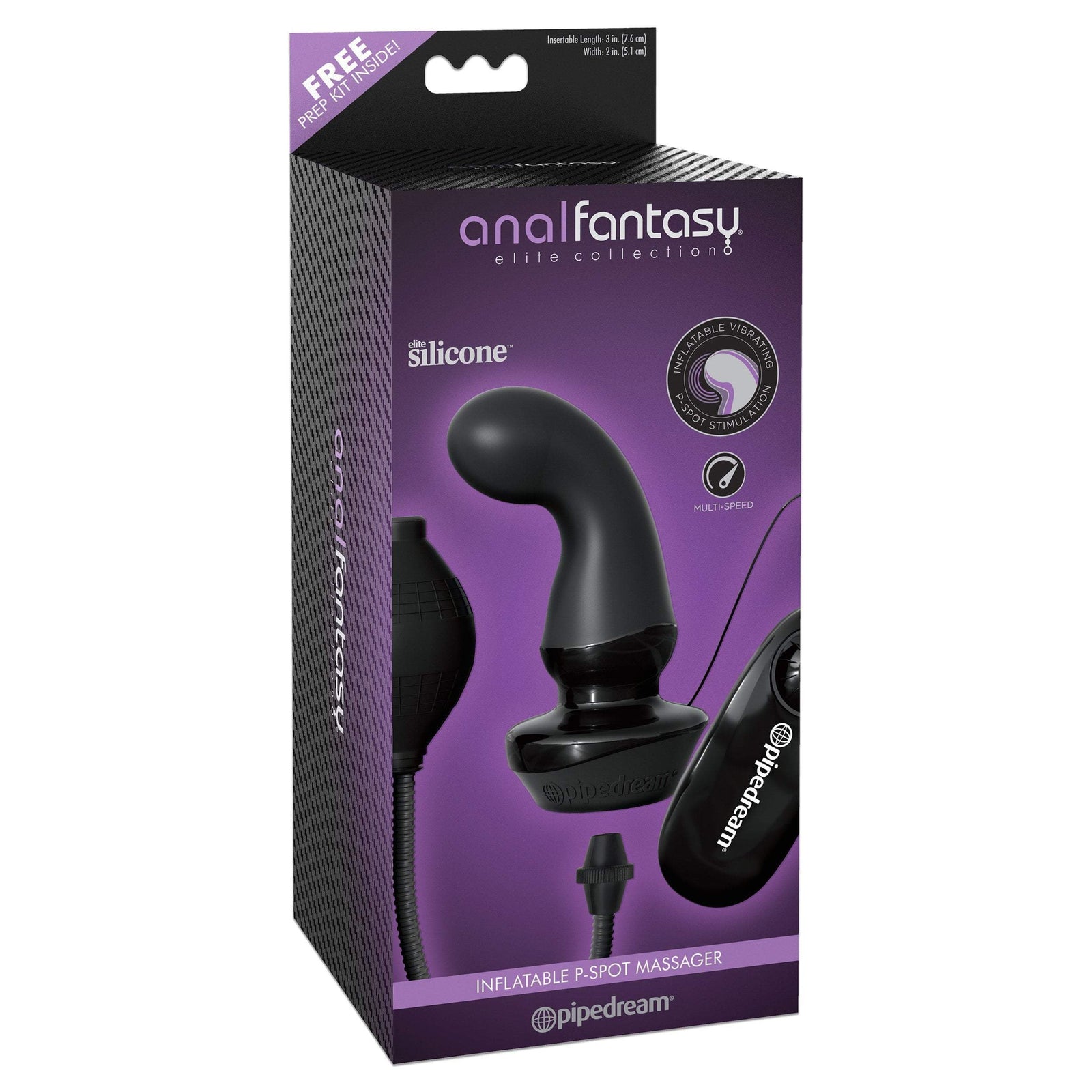 Pipedream - Anal Fantasy Elite Collection Inflatable P-Spot Massager (Black) Expandable Anal Plug (Non Vibration)