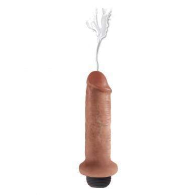 Pipedream - King Cock Squirting Cock 6" (Brown) Realistic Dildo w/o suction cup (Non Vibration) 603912753332 CherryAffairs
