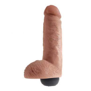 Pipedream - King Cock Squirting Cock with Balls 8" (Brown) Realistic Dildo w/o suction cup (Non Vibration) 603912753356 CherryAffairs