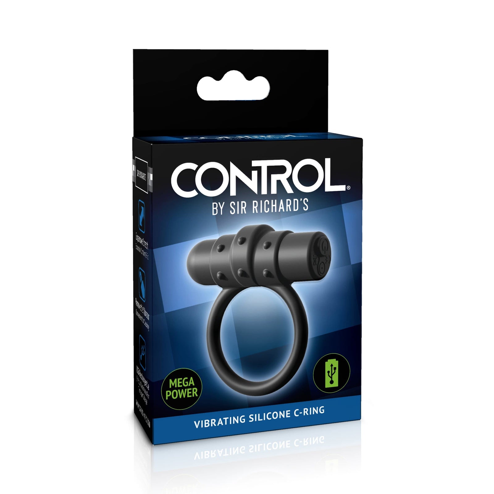 Sir Richards - Control Vibrating Silicone C-Ring (Black) Silicone Cock Ring (Vibration) Rechargeable 324161468 CherryAffairs