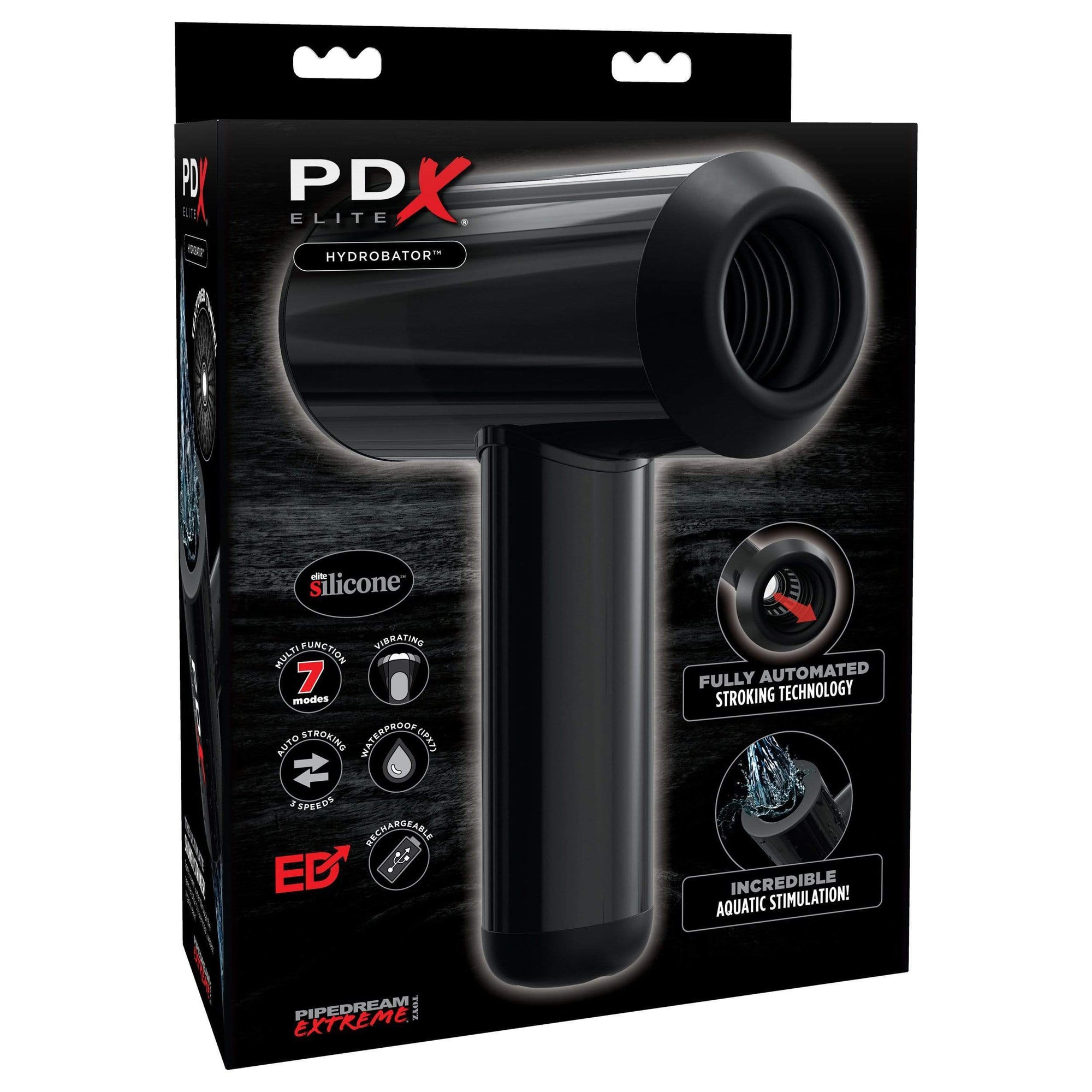 Pipedream - PDX Elite Hydrobator Multi Function Masturbator (Black) Masturbator Soft Stroker (Vibration) Rechargeable 603912757354 CherryAffairs