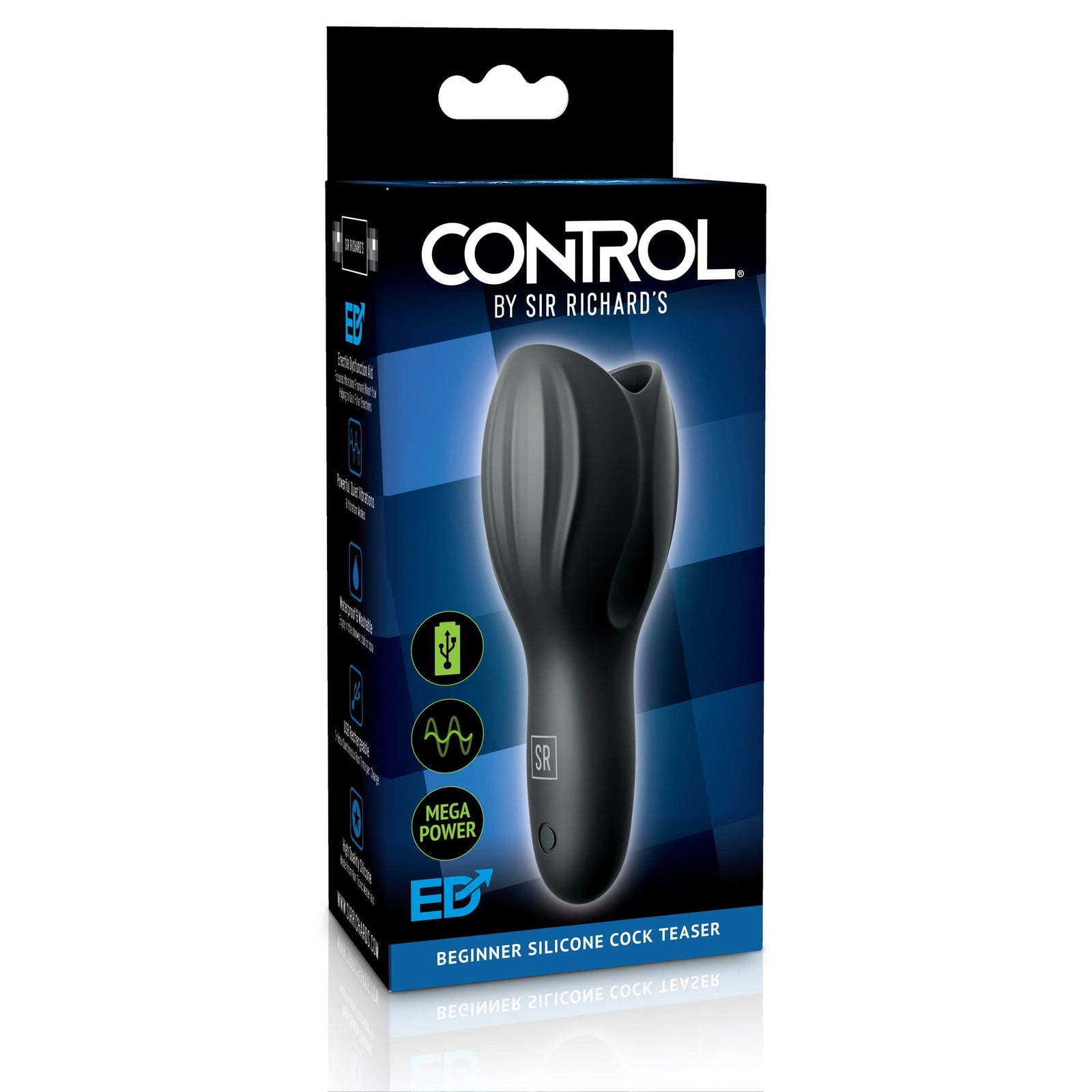 Sir Richards - Control Silicone Cock Teaser (Black) Masturbator Soft Stroker (Vibration) Rechargeable 320602330 CherryAffairs