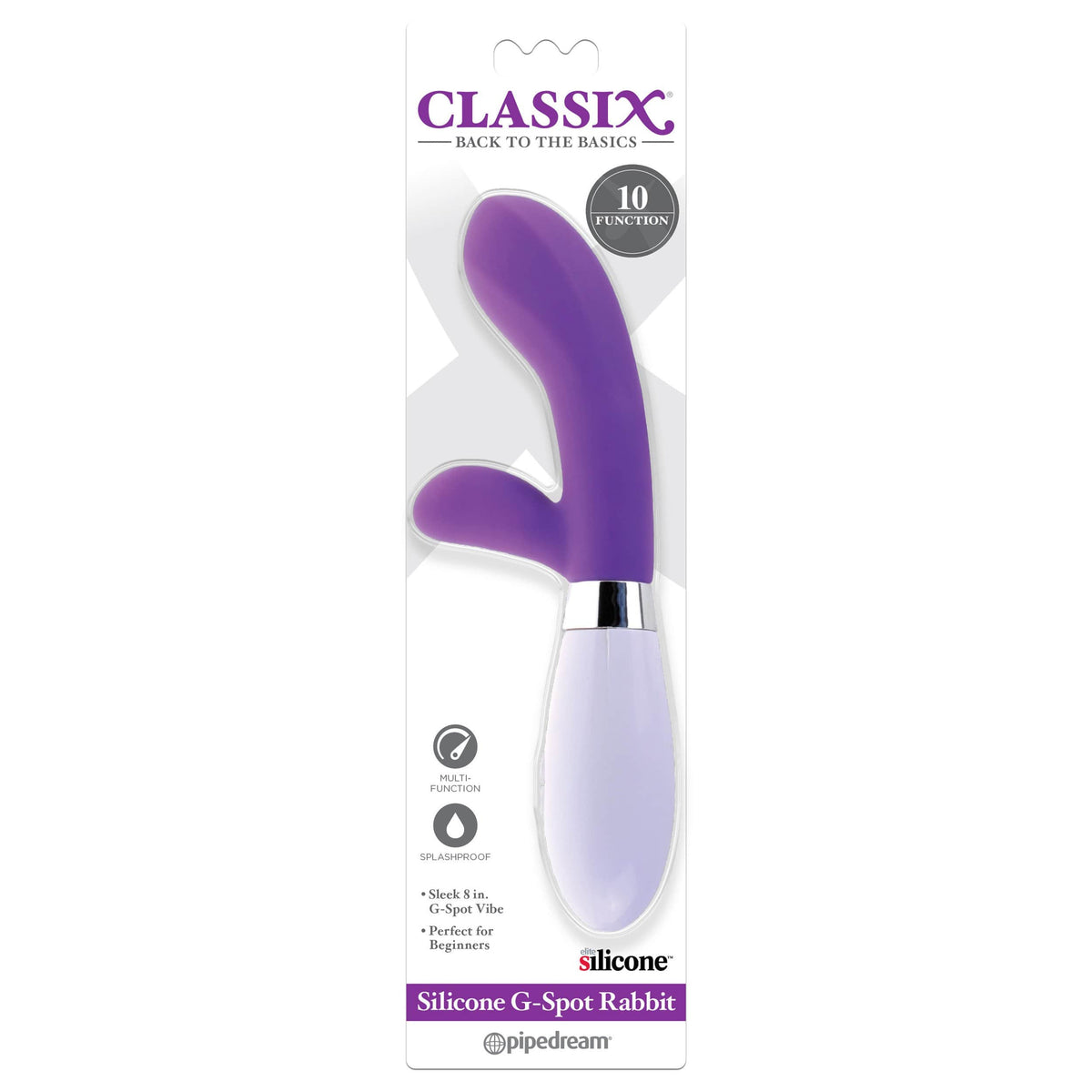 Pipedream - Classix Silicone G Spot Rabbit Vibrator (Purple) Rabbit Dildo (Vibration) Rechargeable 319750392 CherryAffairs