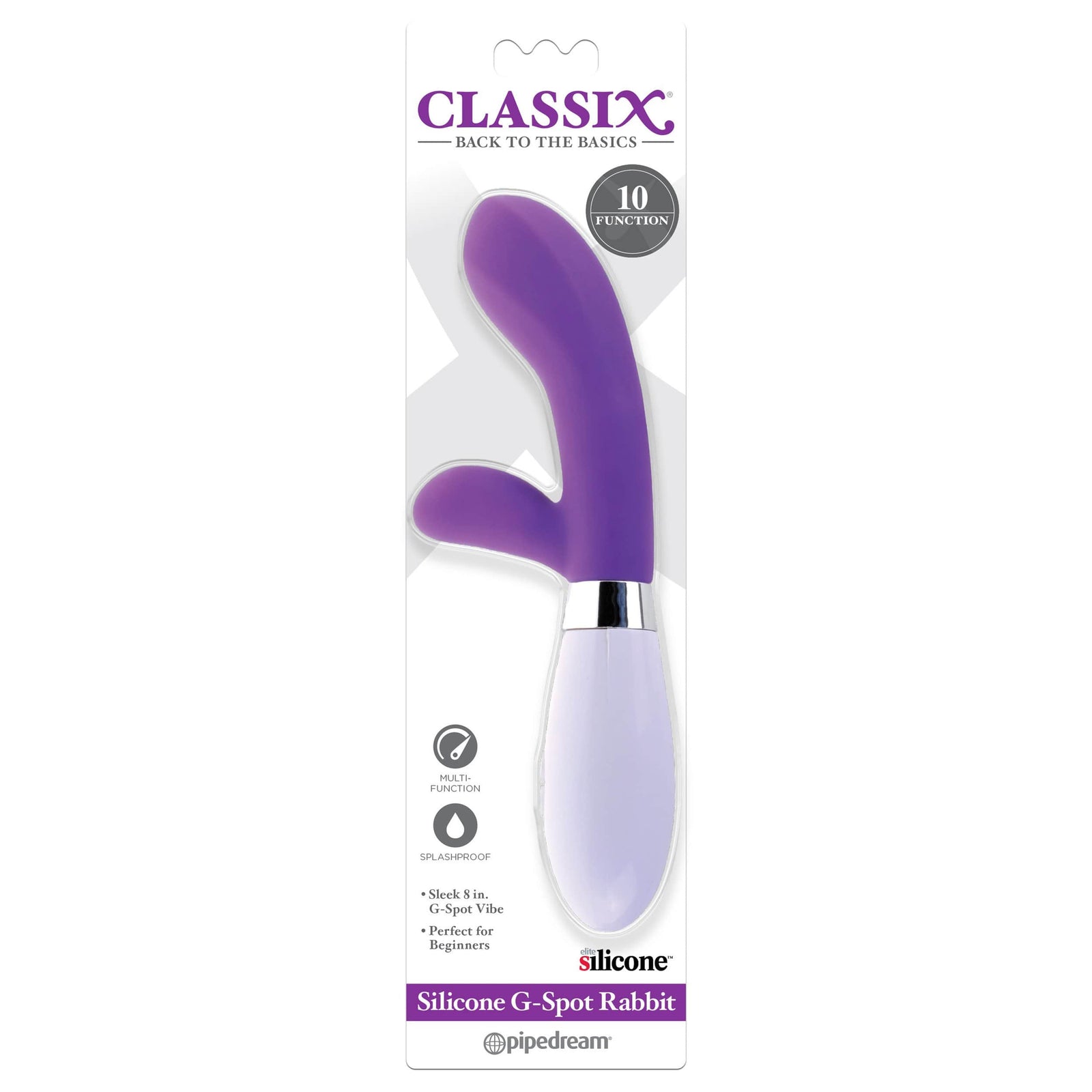 Pipedream - Classix Silicone G Spot Rabbit Vibrator (Purple) Rabbit Dildo (Vibration) Rechargeable 319750392 CherryAffairs
