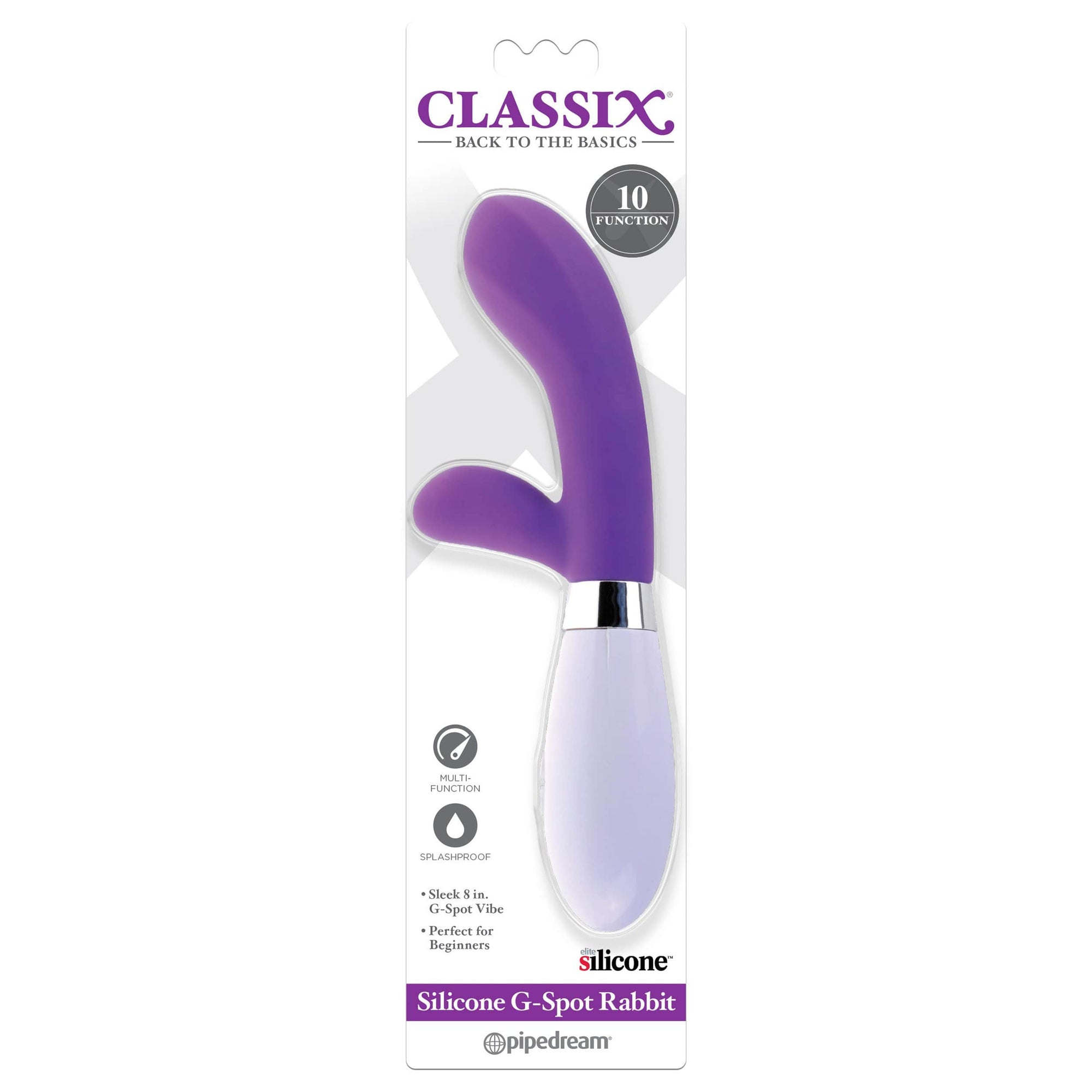 Pipedream - Classix Silicone G Spot Rabbit Vibrator (Purple) Rabbit Dildo (Vibration) Rechargeable 319750392 CherryAffairs