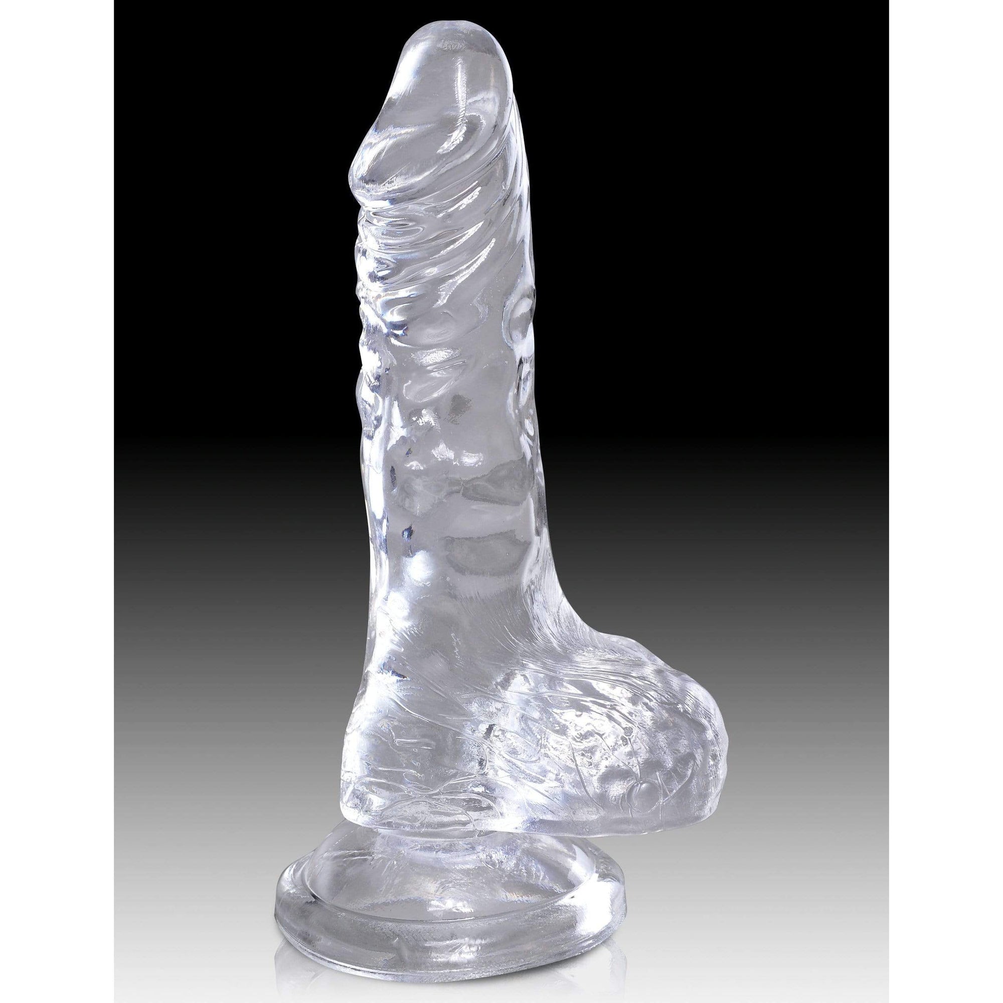 Pipedream - King Cock Clear Cock with Balls 4" (Clear) Realistic Dildo with suction cup (Non Vibration) 603912758801 CherryAffairs