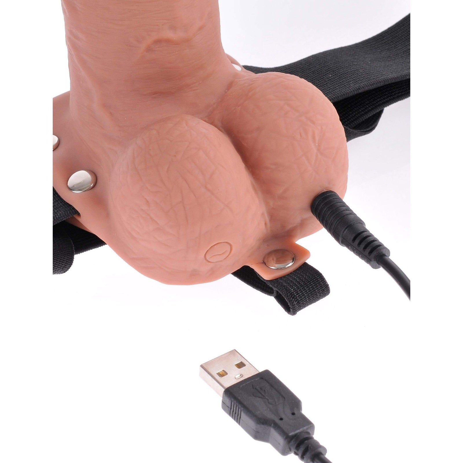 Pipedream - Fetish Fantasy Series Hollow Strap On with Remote 7" (Brown) Strap On with Hollow Dildo for Male (Vibration) Rechargeable 319754936 CherryAffairs