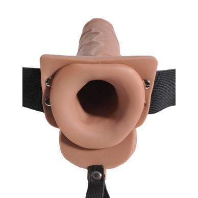 Pipedream - Fetish Fantasy Hollow Squirting Strap On with Balls 7.5" (Brown) Strap On with Hollow Dildo for Male (Non Vibration) 603912759273 CherryAffairs