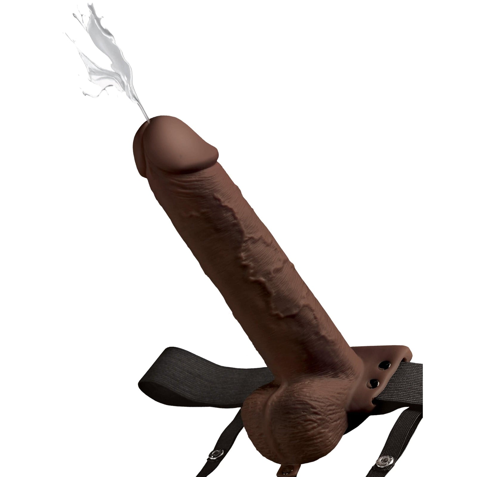 Pipedream - Fetish Fantasy Series Hollow Squirting Strap On Dildo with Balls 9" (Brown) Strap On with Hollow Dildo for Male (Non Vibration) 603912759297 CherryAffairs