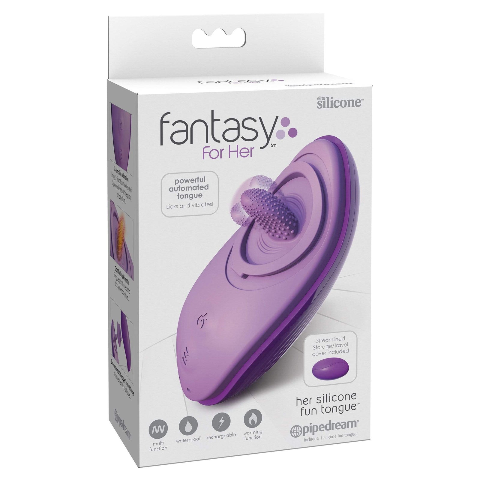 Pipedream - Fantasy For Her Her Silicone Fun Tongue Clit Massager (Purple) Clit Massager (Vibration) Rechargeable 319754089 CherryAffairs