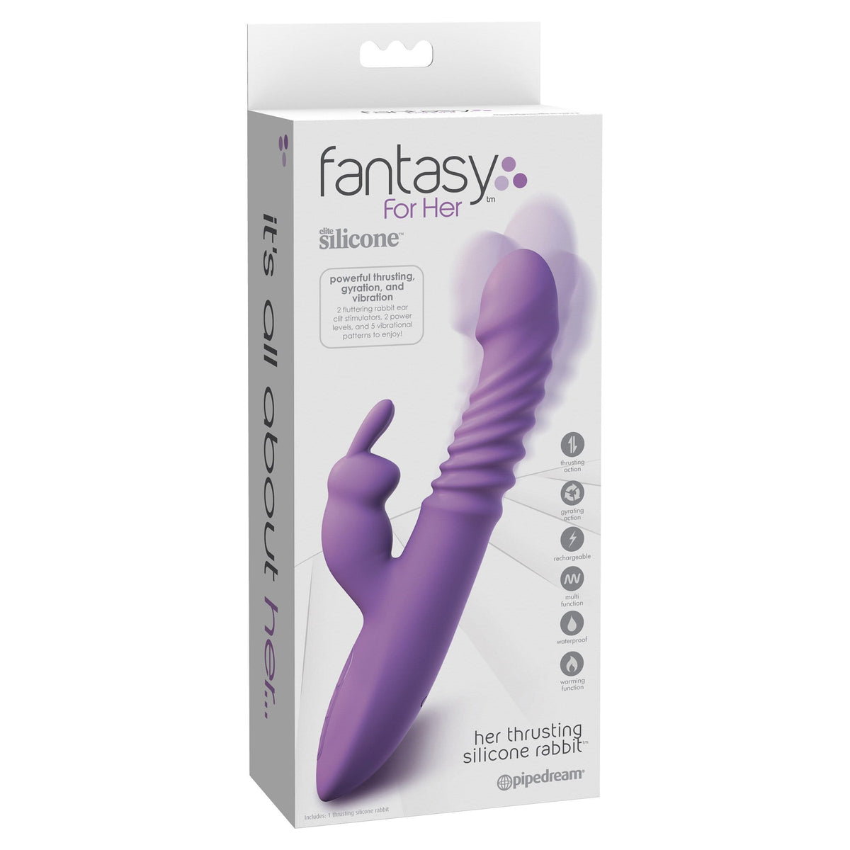 Pipedream - Fantasy For Her Her Thrusting Silicone Rabbit Vibrator (Purple) Rabbit Dildo (Vibration) Rechargeable 319752270 CherryAffairs
