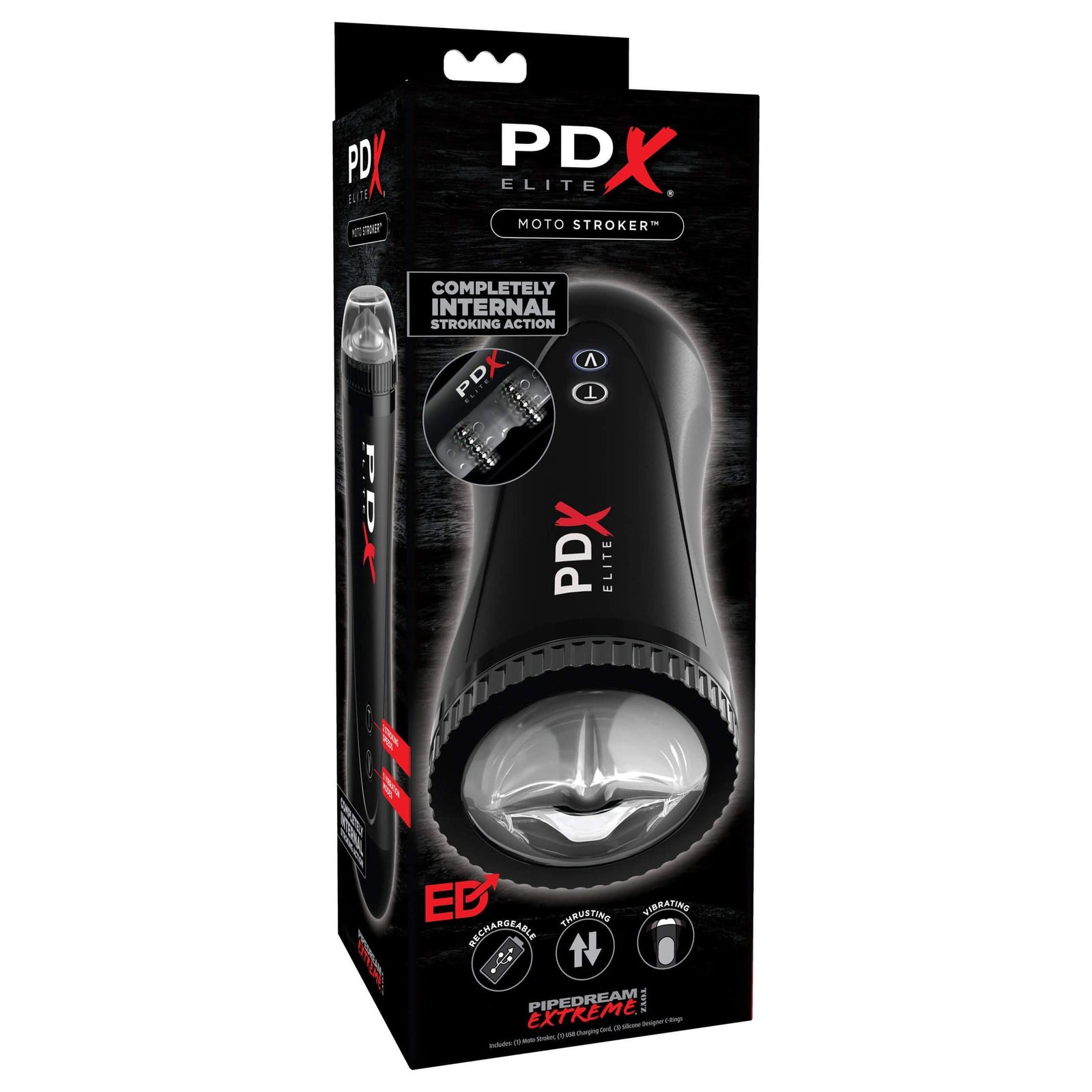 Pipedream - PDX Elite Moto Stroker Masturbator (Black) Masturbator Mouth (Vibration) Rechargeable 324160283 CherryAffairs