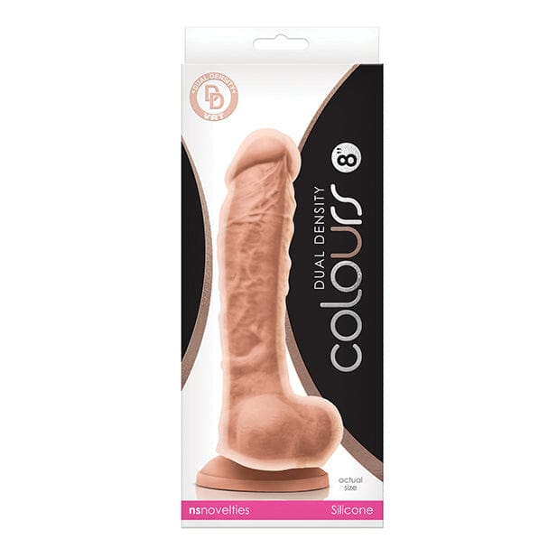 NS Novelties - Colours Dual Density Silicone Realistic Dildo with Balls 8" (Beige) Realistic Dildo with suction cup (Non Vibration) 657447101656 CherryAffairs
