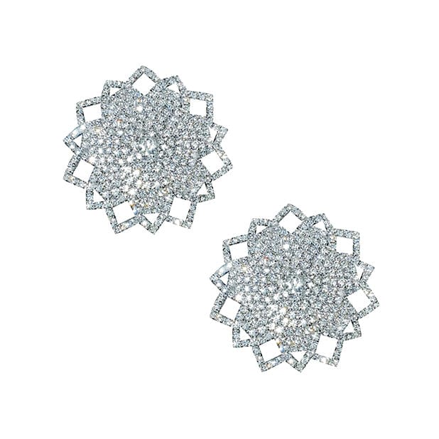 Neva Nude - Ice Crystal Jewel Reusuable Silicone Pasties Nipple Covers O/S (Silver) Nipple Covers 672975645090 CherryAffairs