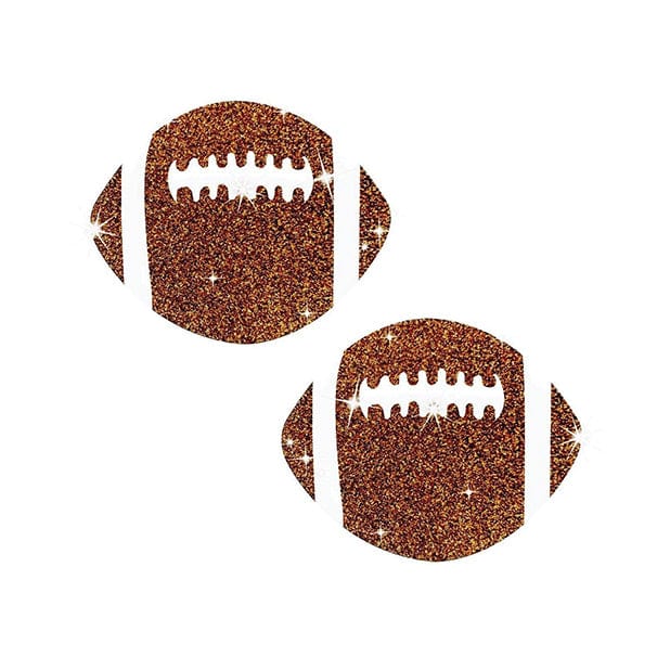 Neva Nude - Football Glitter Pasties Nipple Covers O/S (Brown) Nipple Covers 672975645304 CherryAffairs