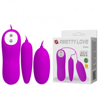 Pretty Love - Irma Remote Control Egg Massager Vibrator (Purple) - Purple - Wired Remote Control Egg (Vibration) Non