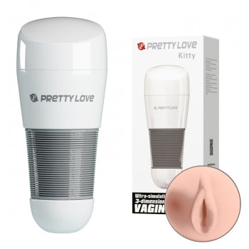 Pretty Love - Kitty Stroker Masturbator (Beige) - Beige - Masturbator Vagina (Non Vibration)