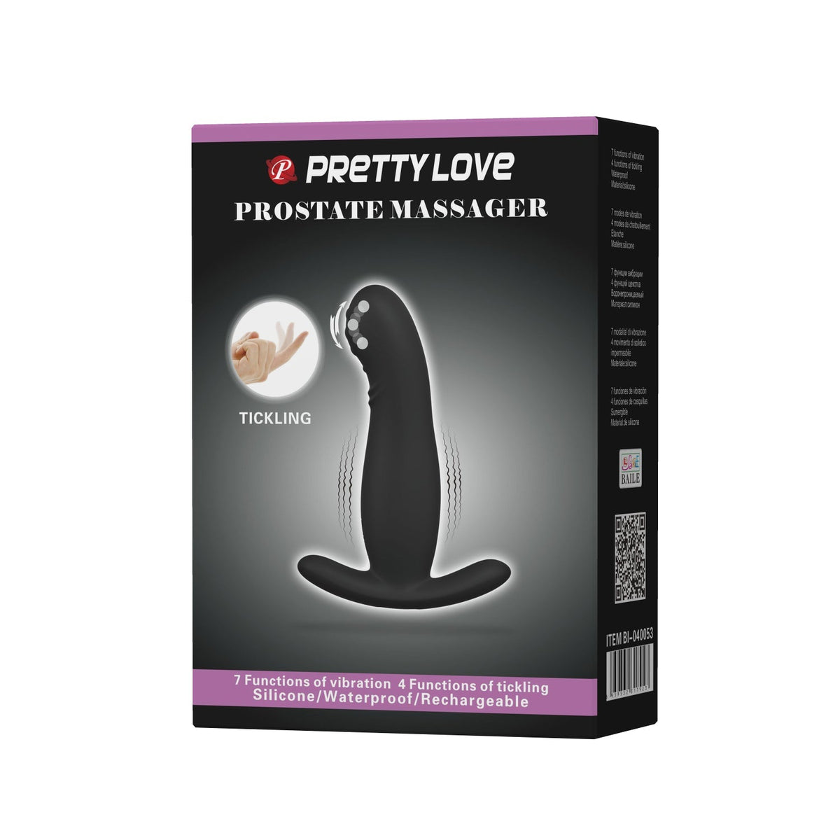 Pretty Love - Tickling Vibrating Prostate Massager (Black) - Black - Prostate Massager (Vibration) Rechargeable