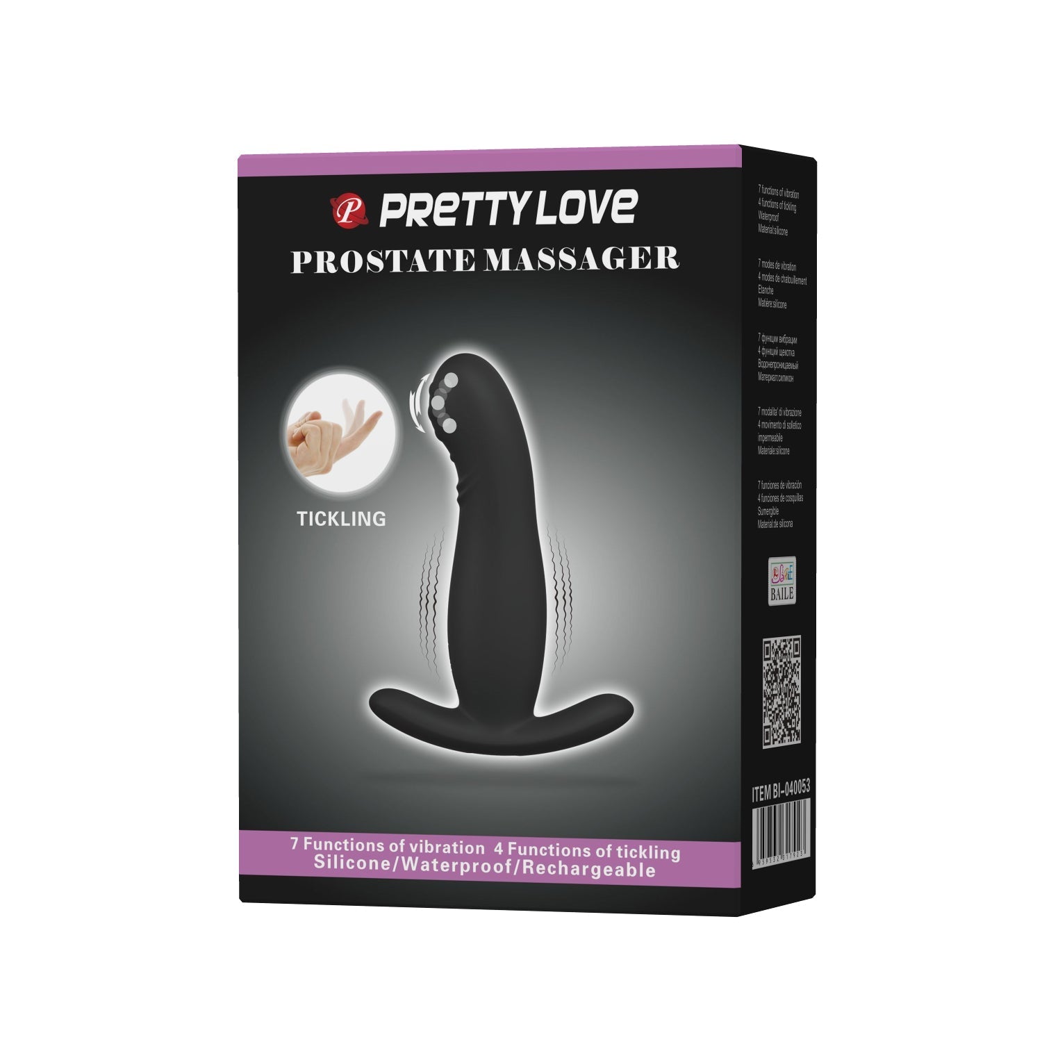 Pretty Love - Tickling Vibrating Prostate Massager (Black) - Black - Prostate Massager (Vibration) Rechargeable