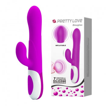Pretty Love - Douglas Inflatable Rabbit Vibrator (Purple) - Purple - Rabbit Dildo (Vibration) Rechargeable