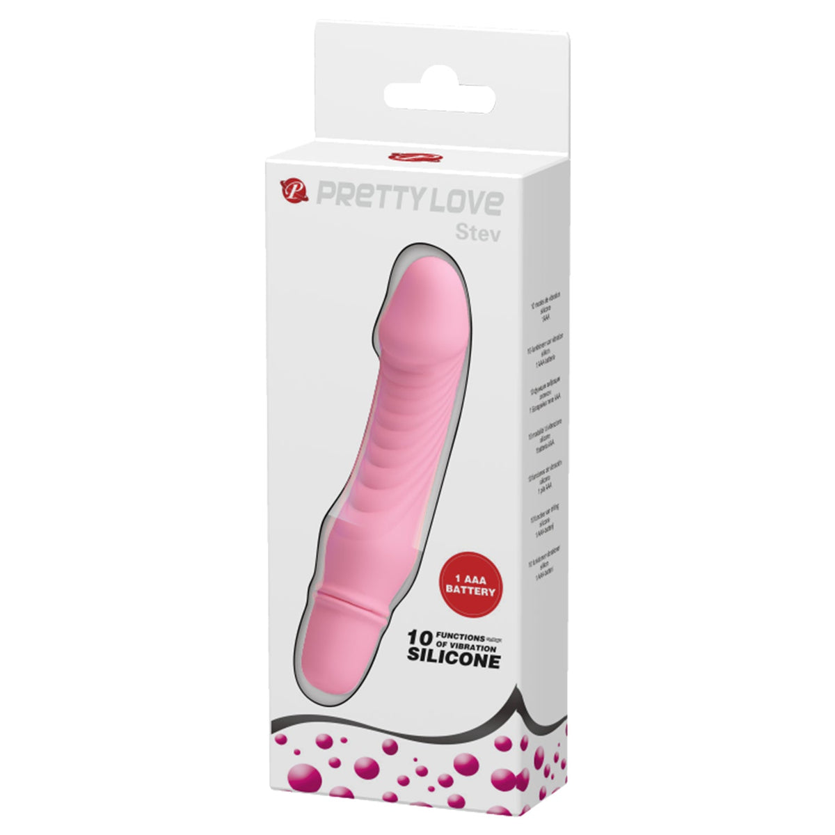 Pretty Love - Stev Vibrating Realistic Dildo (Pink) - Pink - Realistic Dildo w/o suction cup (Vibration) Non