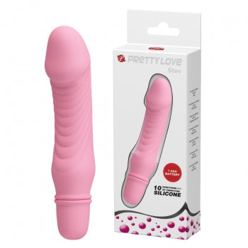 Pretty Love - Stev Vibrating Realistic Dildo (Pink) - Pink - Realistic Dildo w/o suction cup (Vibration) Non