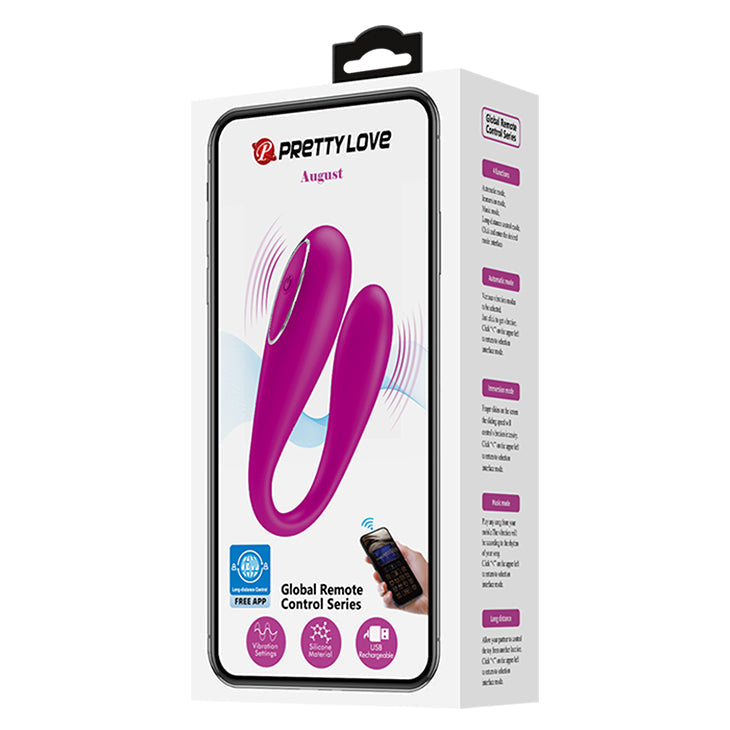 Pretty Love - August App-Controlled Couple’s Massager (Pink) - Pink - Couple’s Massager (Vibration) Rechargeable