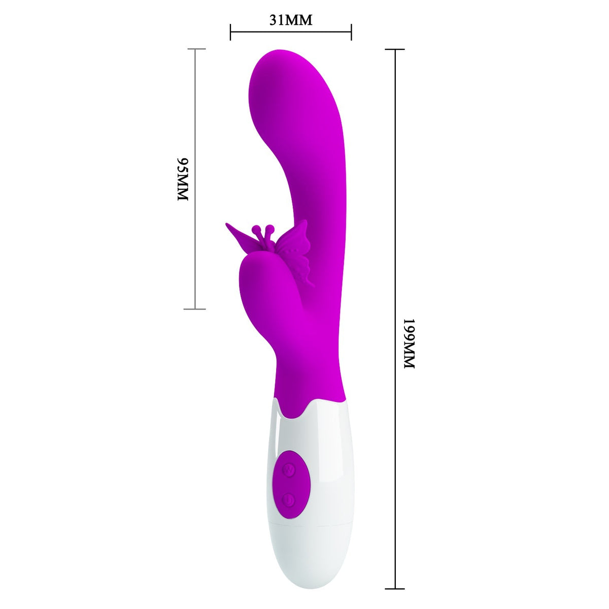 Pretty Love - Butterfly Kiss Rabbit Vibrator (Pink) - Pink - Rabbit Dildo (Vibration) Non Rechargeable
