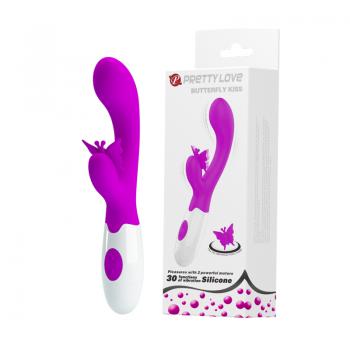 Pretty Love - Butterfly Kiss Rabbit Vibrator (Pink) - Pink - Rabbit Dildo (Vibration) Non Rechargeable