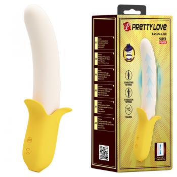 Pretty Love - Banana Geek Vibrating Thrusting Dildo Vibrator (Yellow) - Yellow - Non Realistic Dildo w/o suction cup