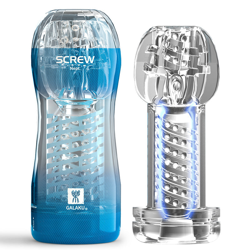 Galaku - Screw Suction Onacup Stroker Masturbator Cup - Nept - Masturbator Resusable Cup (Non Vibration)