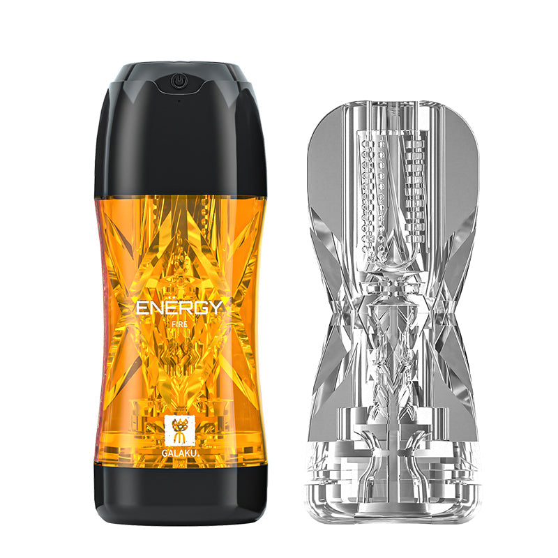 Galaku - Energy Male Vibrating Stroker Masturbation Cup - Fire - Masturbator Soft Stroker (Vibration) Rechargeable