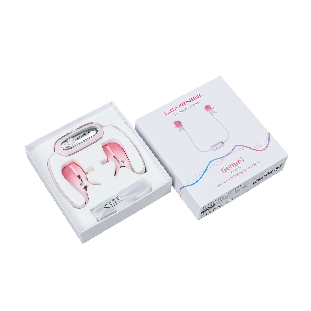 Lovense - Gemini App-Controlled Vibrating Nipple Clamps (Pink) - Pink - Nipple Clamps (Vibration) Rechargeable