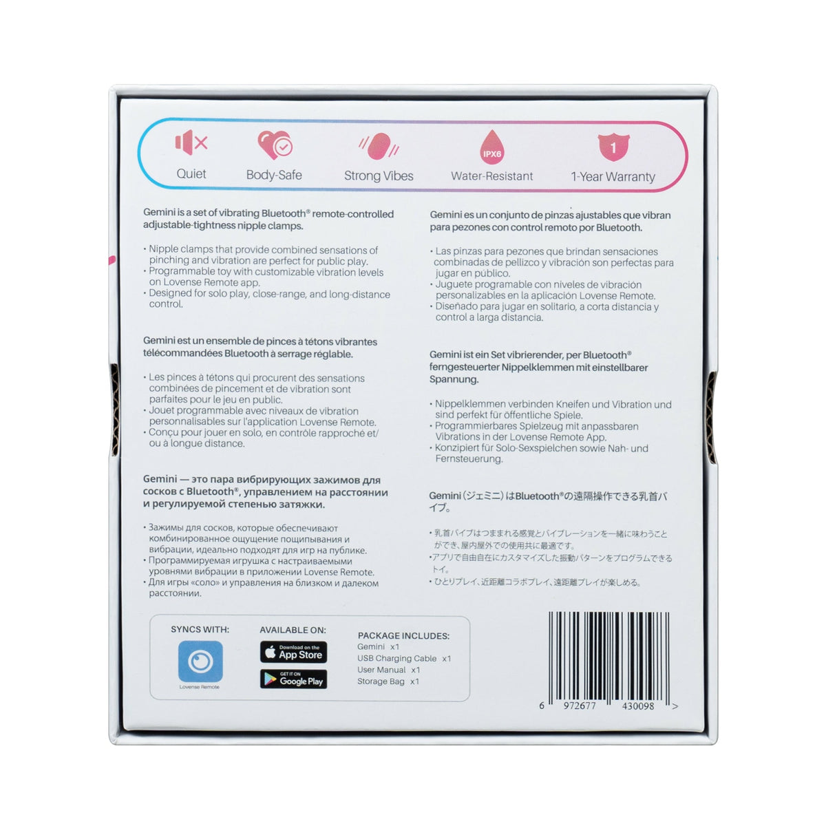 Lovense - Gemini App-Controlled Vibrating Nipple Clamps (Pink) - Pink - Nipple Clamps (Vibration) Rechargeable