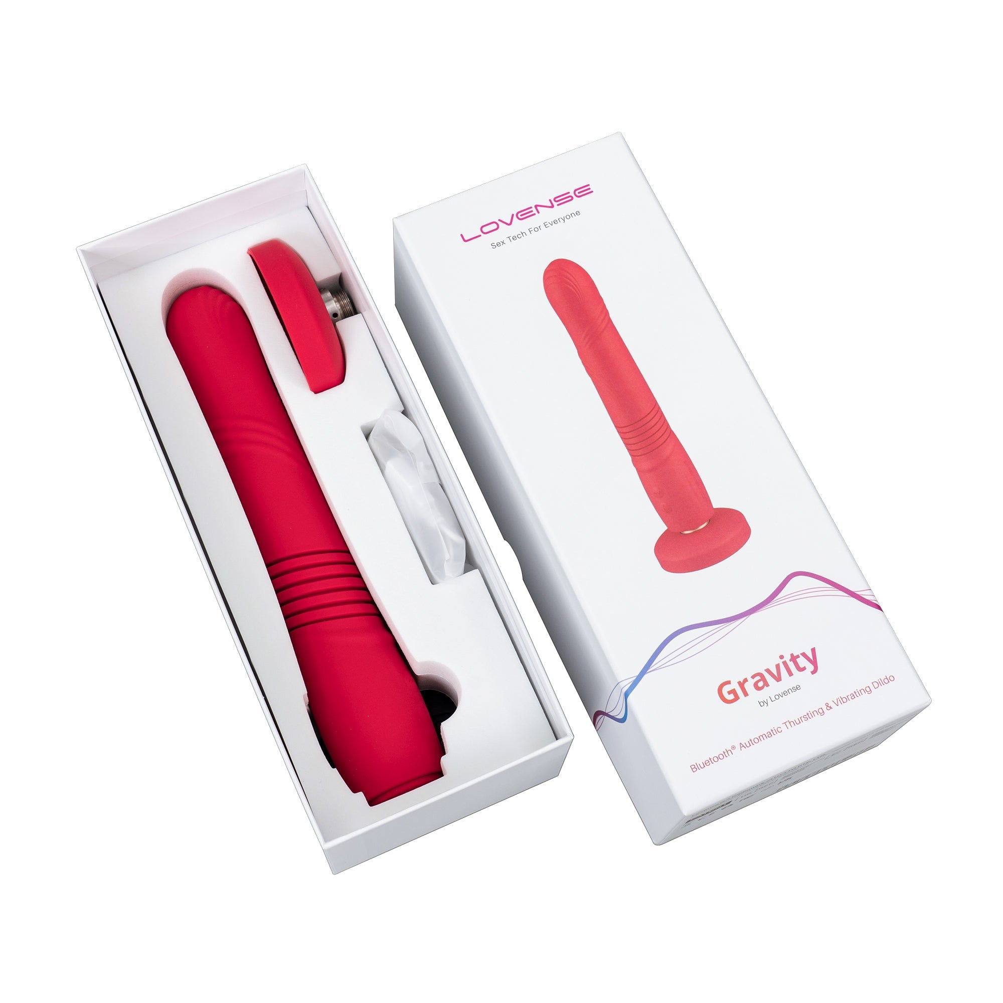 Lovense - Gravity App-Controlled Thrusting Dildo (Red) - Red - Realistic Dildo with suction cup (Vibration) Rechargeable