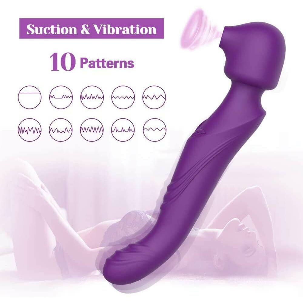 Tracy's Dog - Dual Vibe G Spot Clitoral Air Stimulator Wand Massager (Purple) Wand Massagers (Vibration) Rechargeable 6972725980292 CherryAffairs