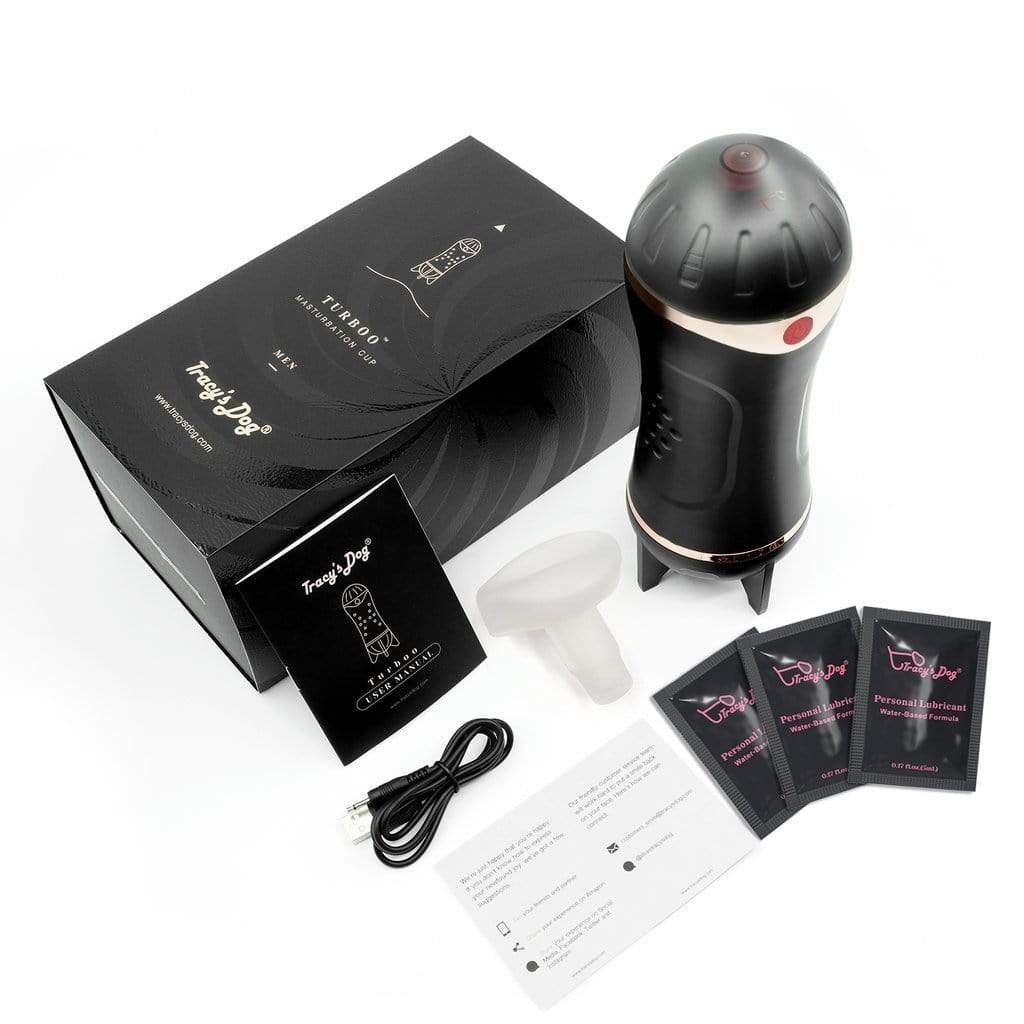 Tracy&#39;s Dog - Turboo Automatic Masturbator Cup (Black) Masturbator Soft Stroker (Vibration) Rechargeable 6972725981046 CherryAffairs