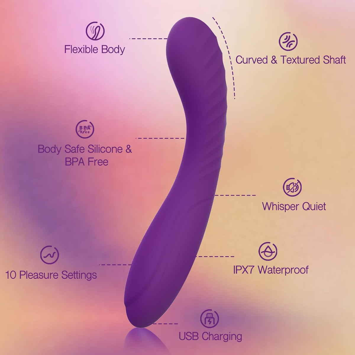 Tracy’s Dog - G Vibe G Spot Dildo Vibrator (Purple) - Purple - G Spot Dildo (Vibration) Rechargeable