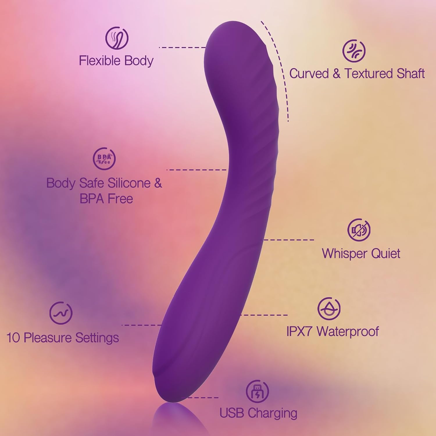 Tracy’s Dog - G Vibe G Spot Dildo Vibrator (Purple) - Purple - G Spot Dildo (Vibration) Rechargeable