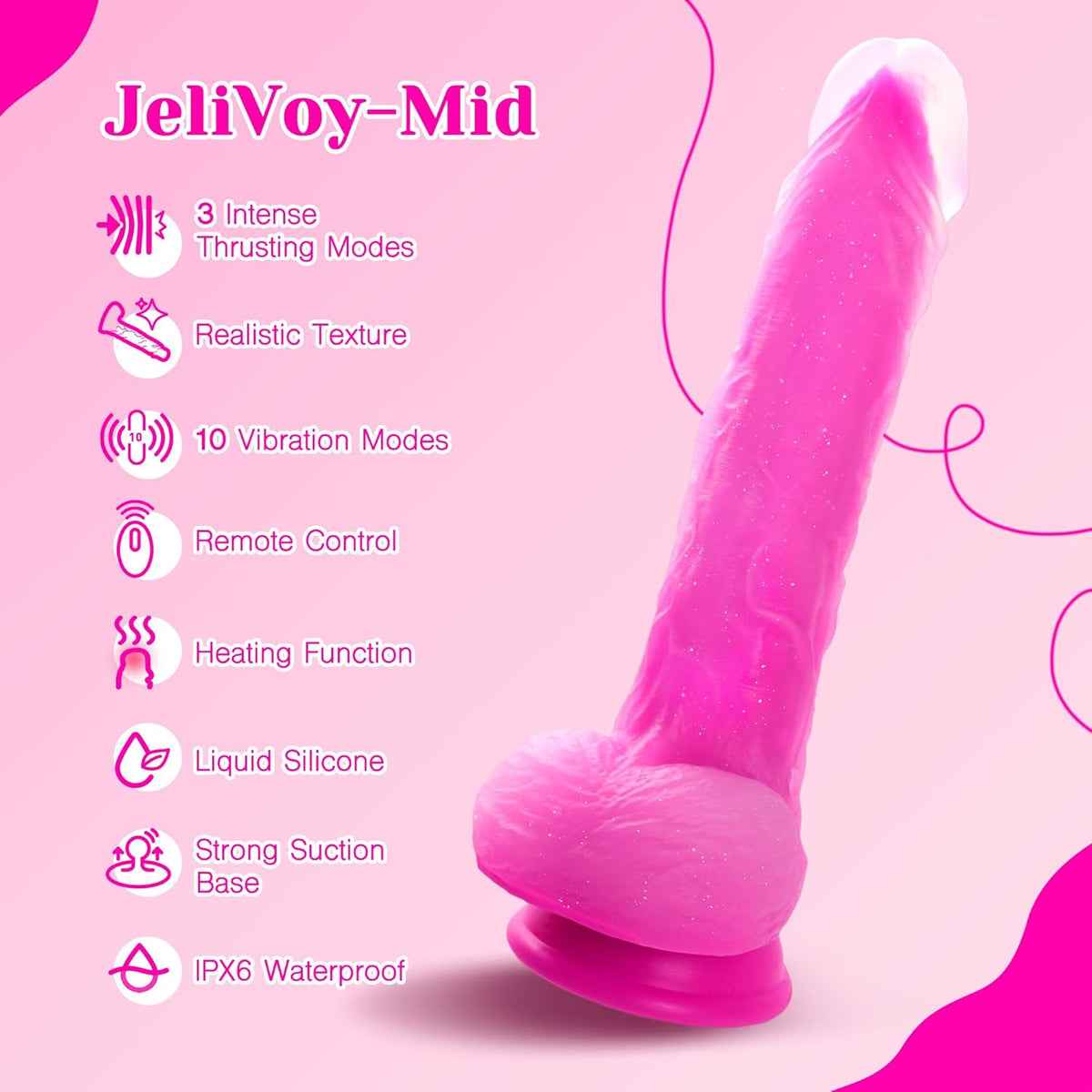 Tracy's Dog - JeliVoy Thrusting Dildo Jellyskin (Rose Red) TRD1029 CherryAffairs