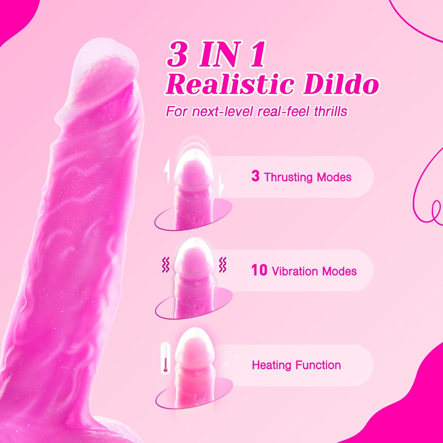 Tracy's Dog - JeliVoy Thrusting Dildo Jellyskin (Rose Red) TRD1029 CherryAffairs