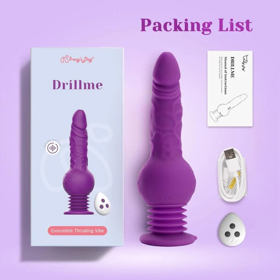 Tracy's Dog - Drillme App-Controlled Thrusting Realistic Dildo Vibrator (Purple)
