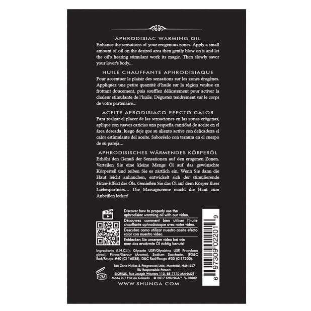 Shunga - Aphrodisiac Flavored Warming Oil 3.5 oz (Raspberry Feeling) Massage Oil 697309022019 CherryAffairs
