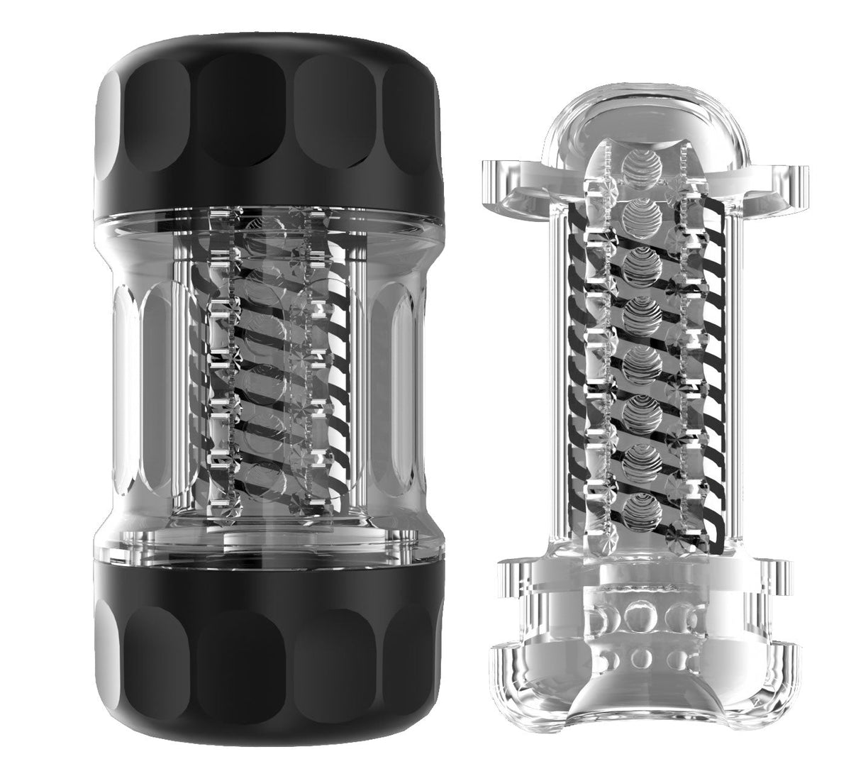 Galaku - Advanced Manual Spiral Male Masturbator Cup - Black - Masturbator Resusable Cup (Non Vibration)