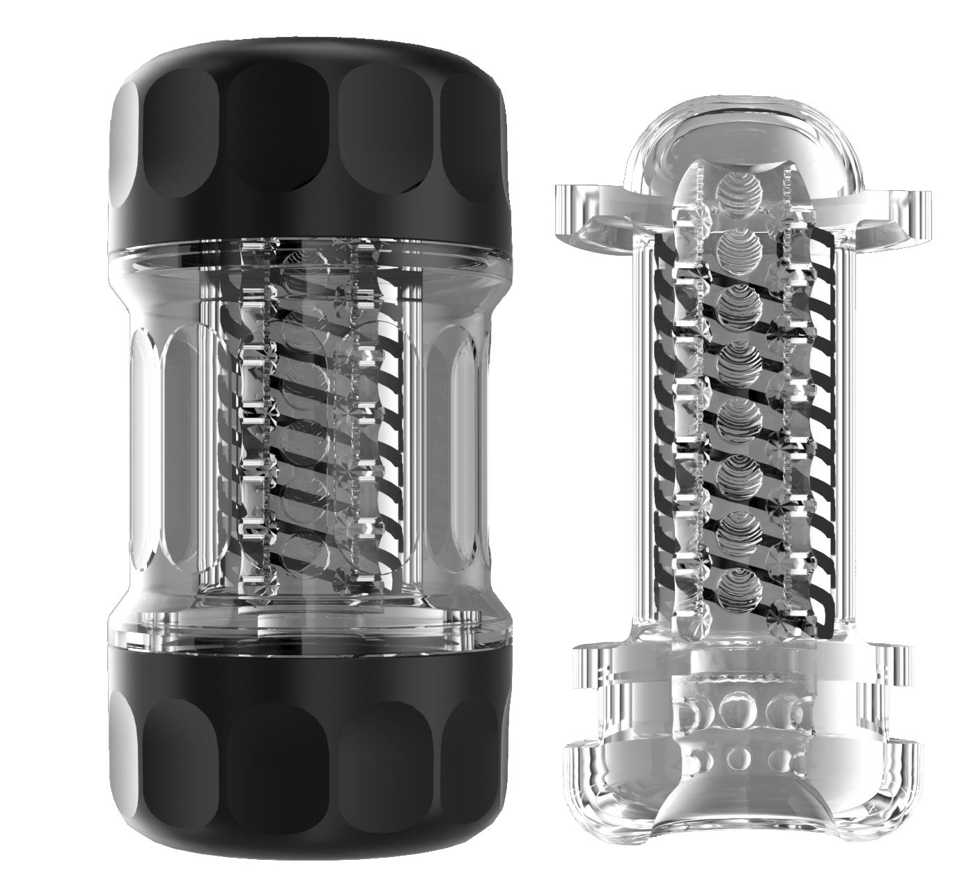 Galaku - Advanced Manual Spiral Male Masturbator Cup - Black - Masturbator Resusable Cup (Non Vibration)